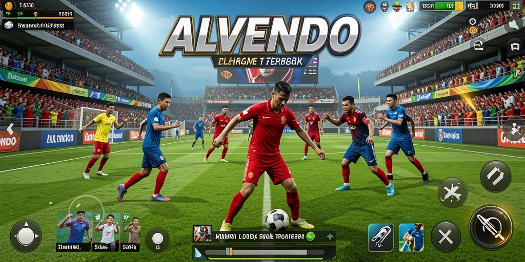 Screenshot ALVENDO menampilkan aksi seru dalam permainan olahraga.
