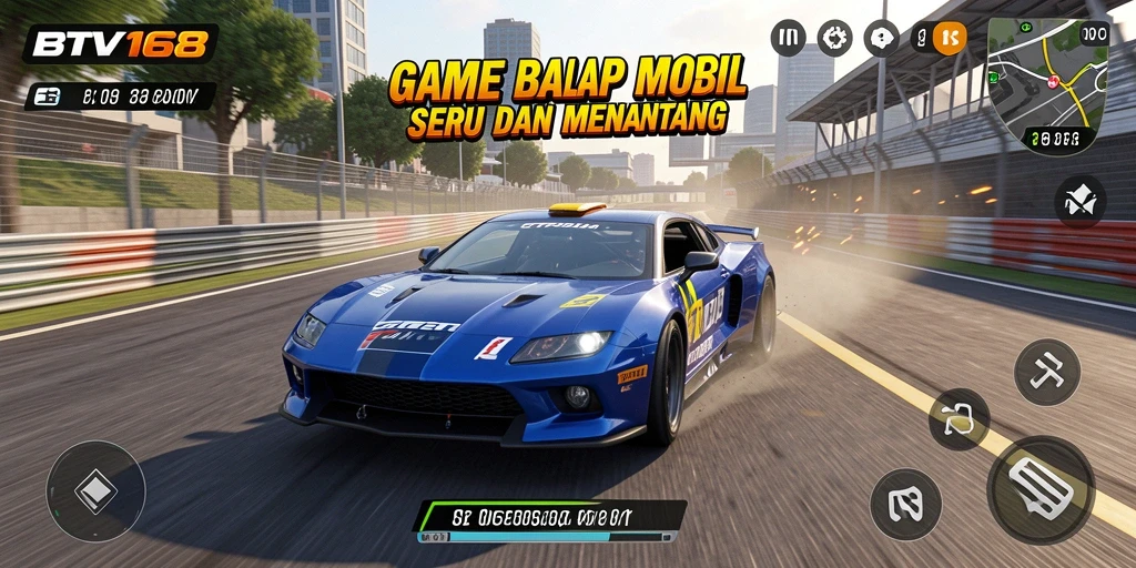Tampilan gameplay seru dari BTV168 saat balapan di trek.