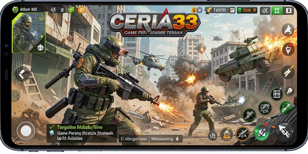 Tampilan layar permainan <strong>CERIA33</strong> yang menunjukkan aksi tempur yang seru.