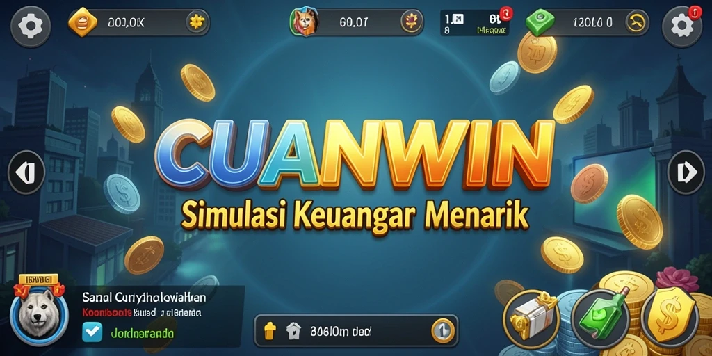 Screenshot utama CUANWIN menunjukkan gameplay interaktif dan edukatif.