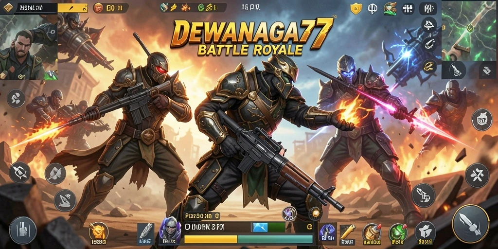 Gameplay seru DEWANAGA77 dalam aksi Battle Royale.