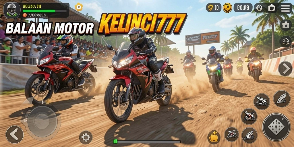 Tampilan gameplay KELINCI777 yang menakjubkan dalam balapan motor.