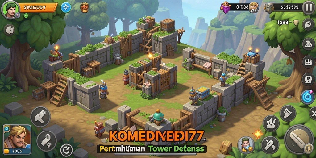 Gameplay seru dalam KOMEDI77 Tower Defense.