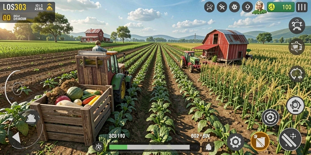 Tampilan screenshot gameplay LOS303 yang menampilkan suasana pertanian yang asri.
