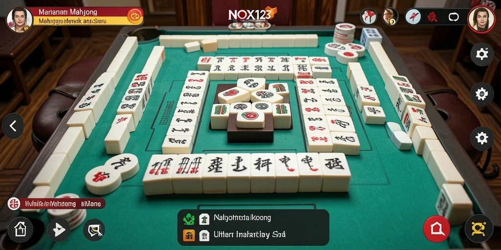 Tampilan gameplay Mahjong yang seru dan menantang di NOX123.