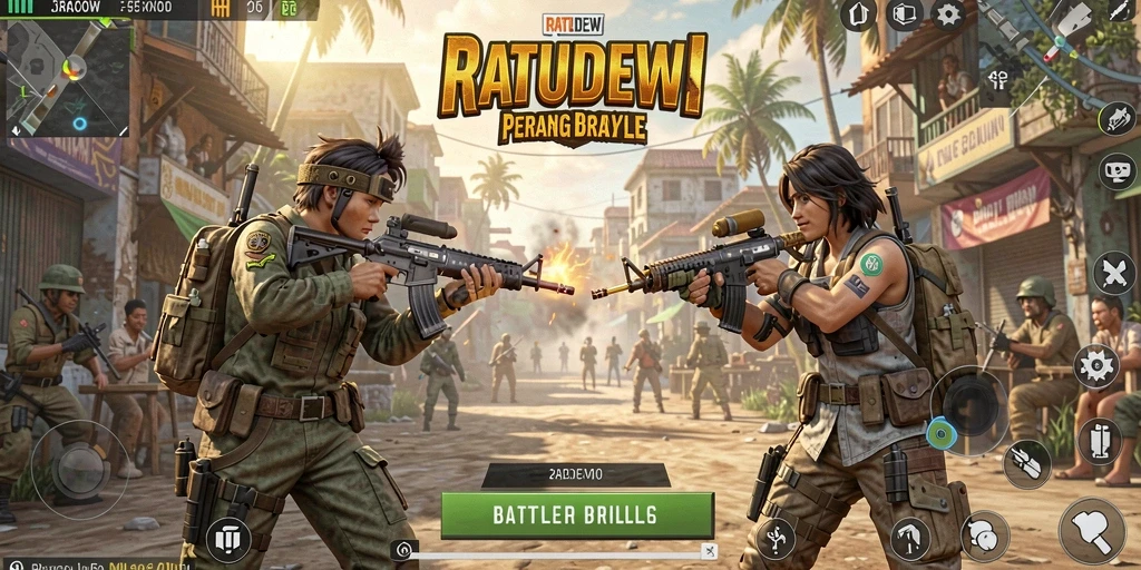 Tampilan mendebarkan dari gameplay Battle Royale di RATUDEWI.