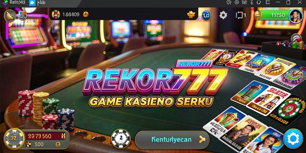 Tampilan antarmuka permainan Kasino REKOR777 yang menarik dan penuh warna.