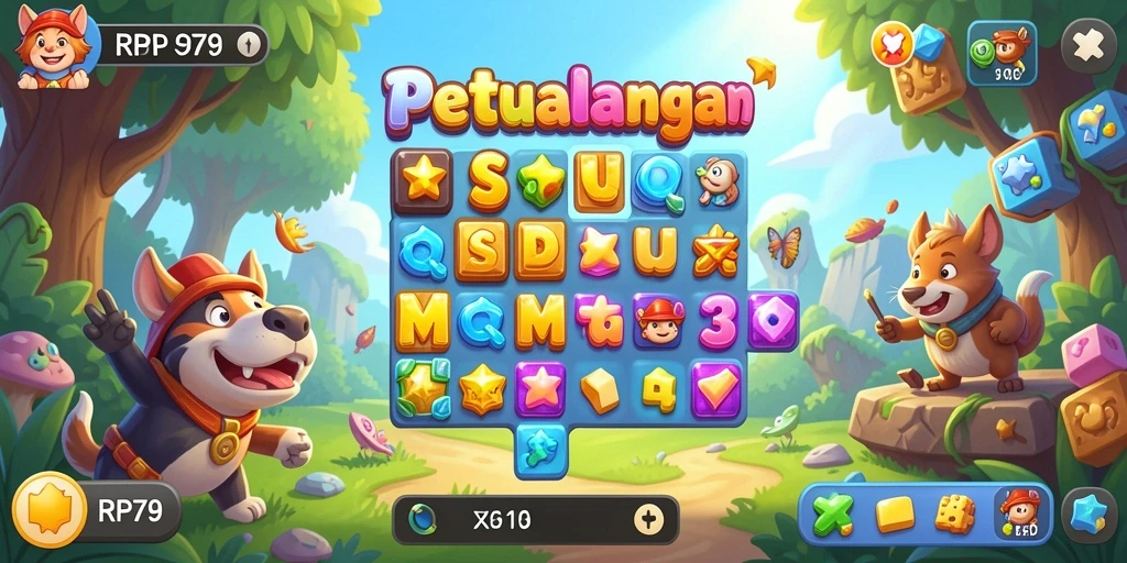 Screenshot gameplay RP79 yang menunjukkan momen seru permainan match-3.