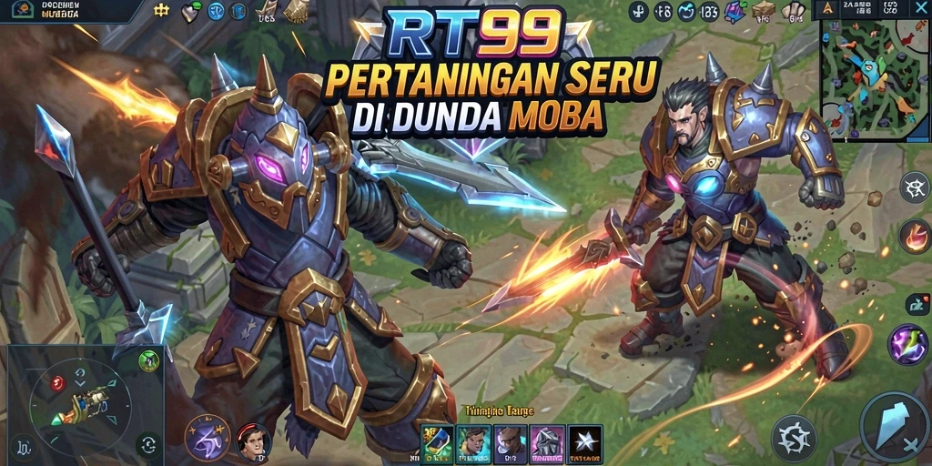 Gambaran gameplay seru dan dinamis dari game MOBA RT99.