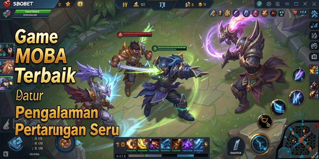 Tampilan menarik dari gameplay MOBA SBOBET yang seru.